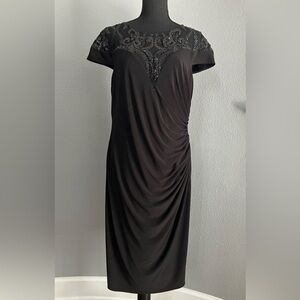 Adrianna Papell Elegant Black Lace Dress size 14. In like new condition